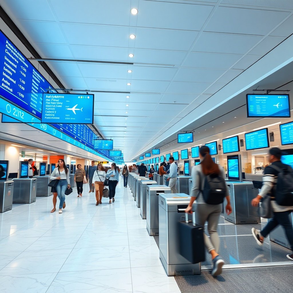 Changements aéroport Mohammed V : déploiement de contrôles biométriques et de procédures numériques pour fluidifier le passage des passagers et sécuriser les opérations aéroportuaires.